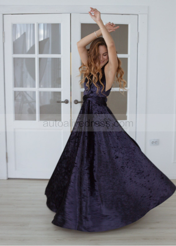 Navy Blue Velvet Infinity Bridesmaid Dress